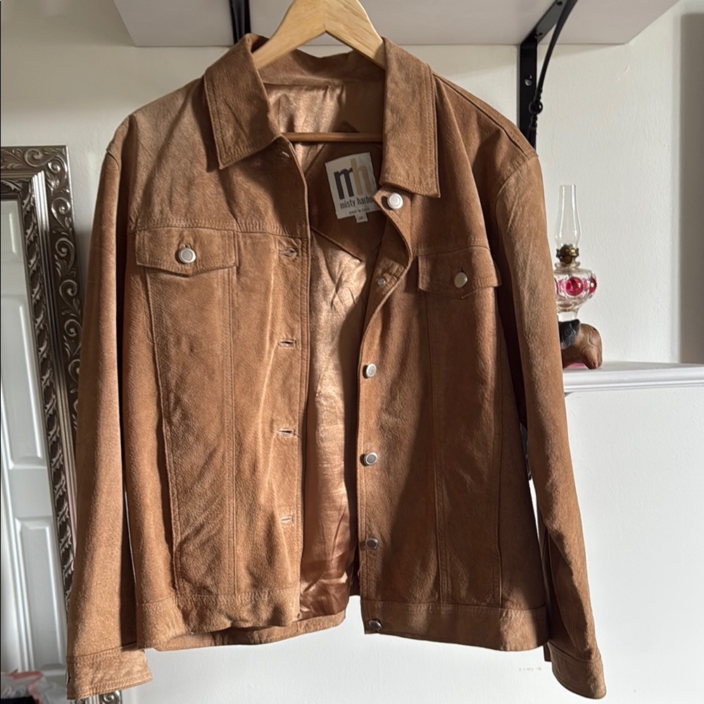 Tan Lightweight Shirt Jacket with Suede Texture